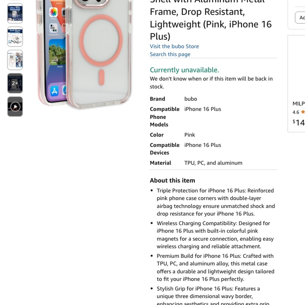 Pink/Clear iPhone 16 Pro Case - Still in Box